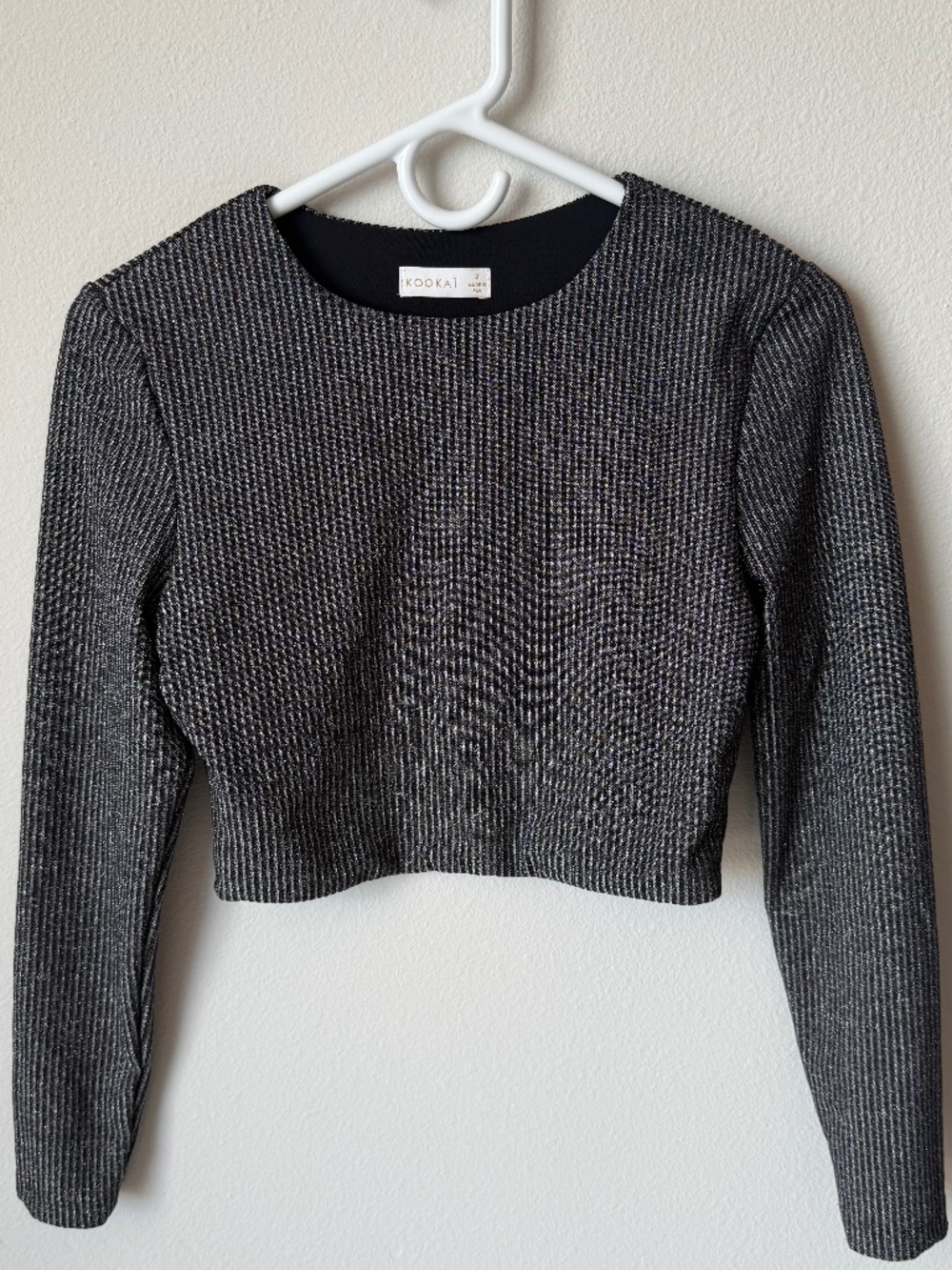 Kookai Glitter Silver Crop Top